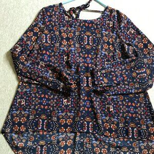 Forever 21 Dark Blue Floral Print Blouse